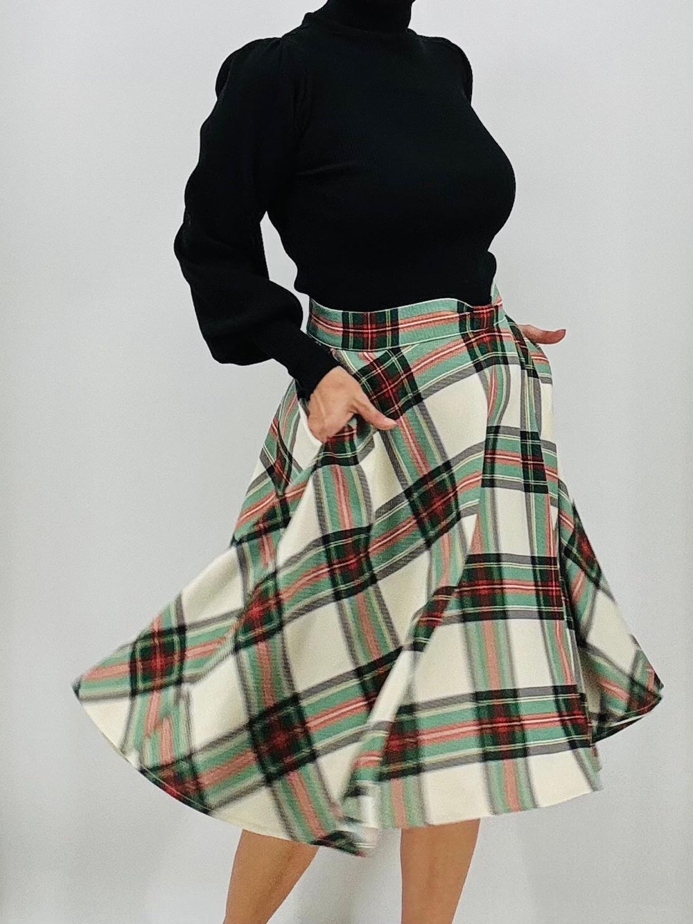 ModCloth Academia Twee Preppy Heritage Americana Plaid Holiday Midi Skirt - Picture 2 of 11